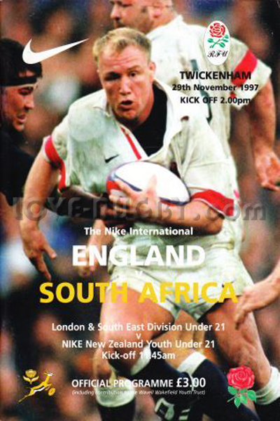 1997 England v South Africa  Rugby Programme